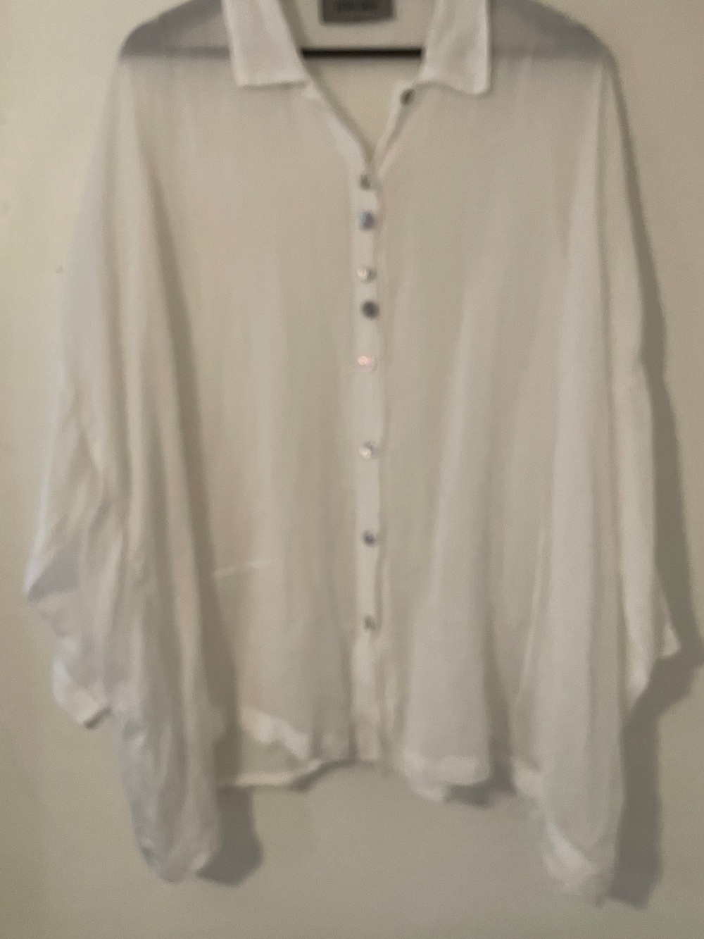 Eleven Stitch Design Semi Sheer White Ramie Oversized Button Down Shirt USA M